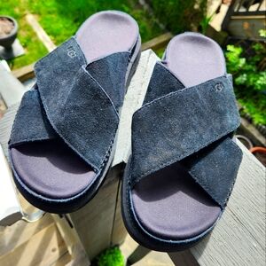 Ugg Goldenstar Cross Slide 8.5  black